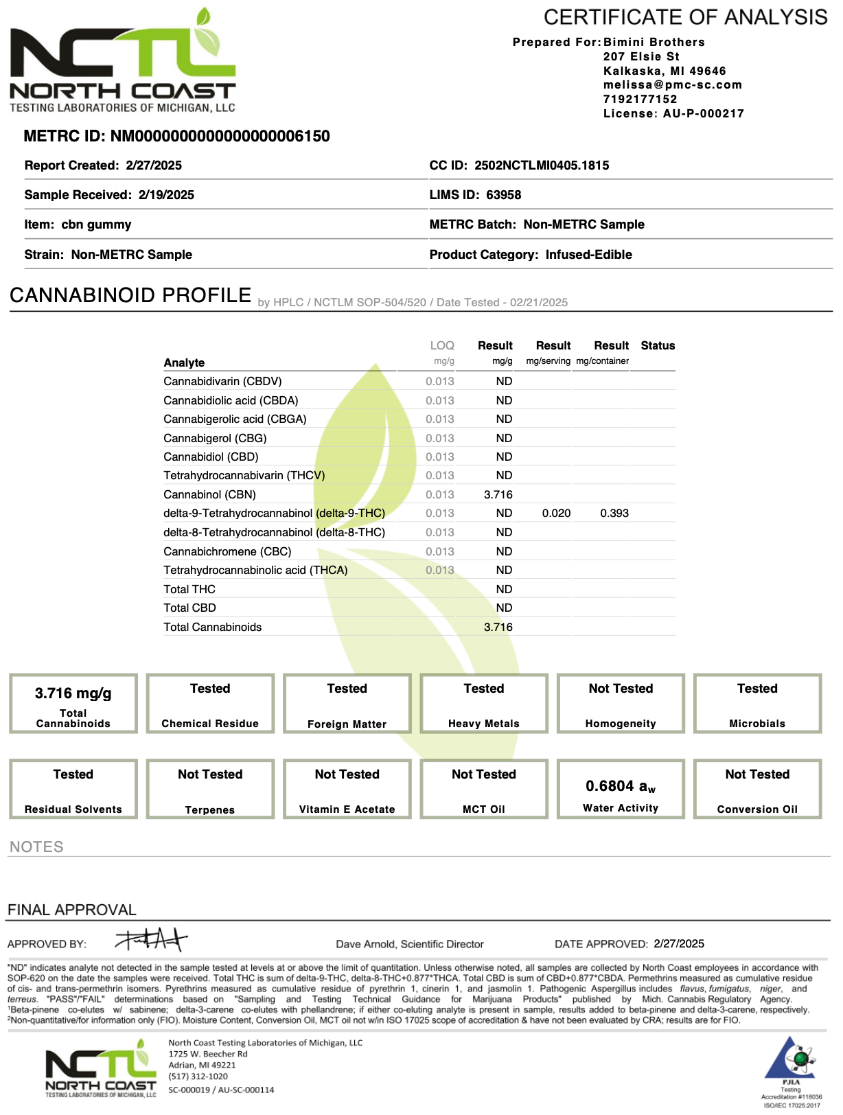 20MG CBN + 50MG Magnesium Gummies | 10 Pack